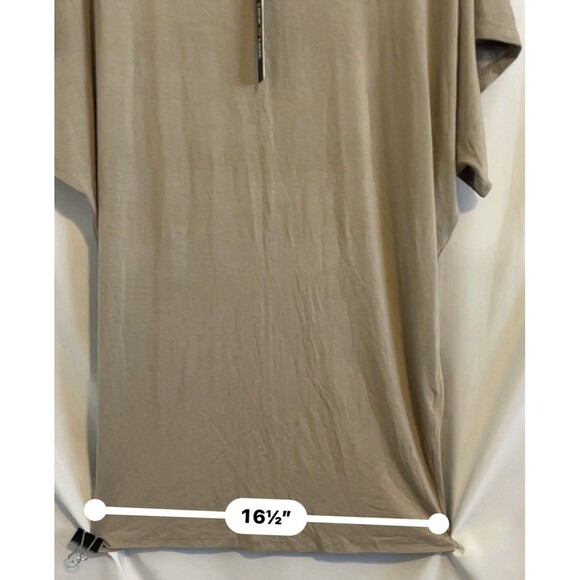 Lock & Love Shirt Pullover Stretch Vneck Short Doleman Sleeve Taupe Women’s XL - Picture 5 of 7